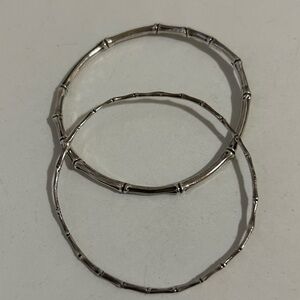 Giles & Brother Bamboo-Textured Silver Bracelets